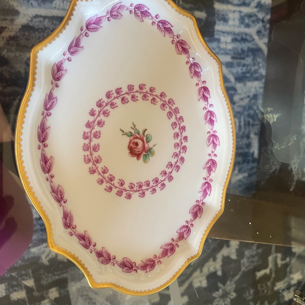 Richard Ginori Pink and Gold Floral Porcelain Platter